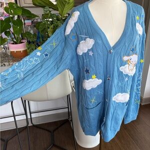 Blue Cinnamoroll Embroidered V-Neck cardigan